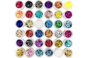 DaKuan 36 Colors Craft Glitter for Epoxy Resin, Resin Decoration Art Kit with Resin, DIY Decorations Dye Pigment, Gold Foil F