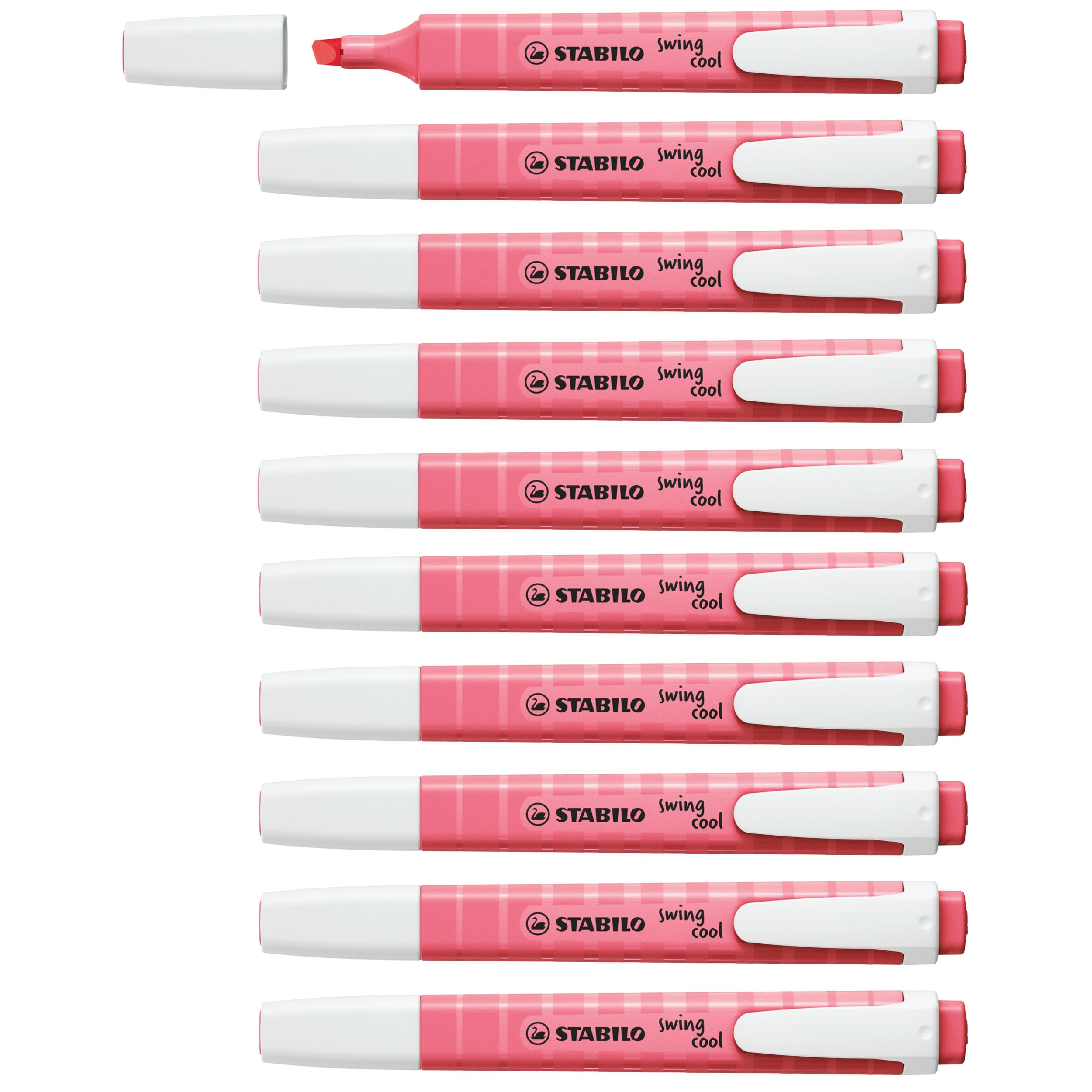 STABILO swing cool Pastel - Highlighter - Pack of 10 - Cherry Blossom Pink