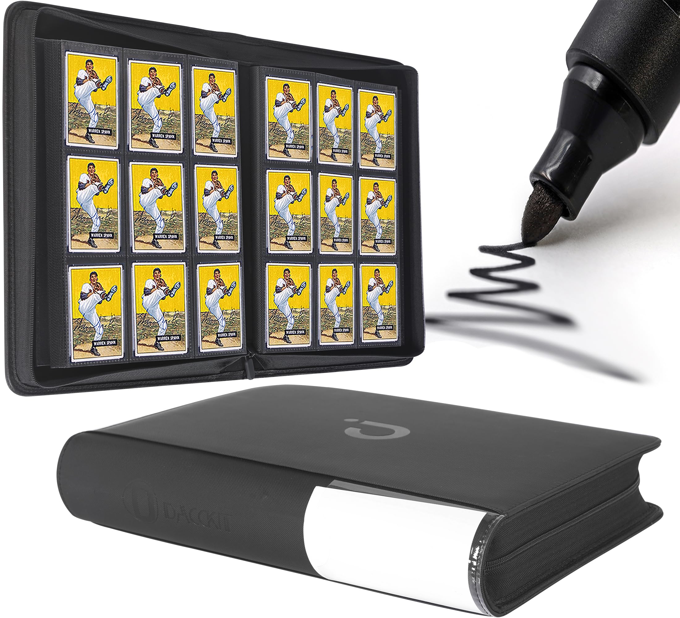 Trading Card Binder 9 Pocket - Holds 864 Cards, 9 Pocket Card Collection Album with Zipper Compatible with Trading, Sports & Sports Cards（Black）