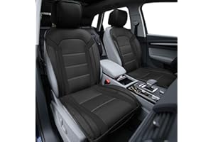 FH Group Front Set Faux Leather Car Seat Cushions - Seat Covers for Low Back Seat, Universal Fit, Airbag Compatible Seat Cover for SUV, Sedan, Black