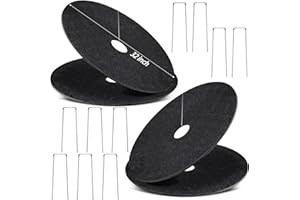 4 Pack Non-Woven Tree Mulch Ring, 32 Inch Degradabl Tree Protection Mat, Weed Barrier Round Mats with 10 Staples Stakes for W