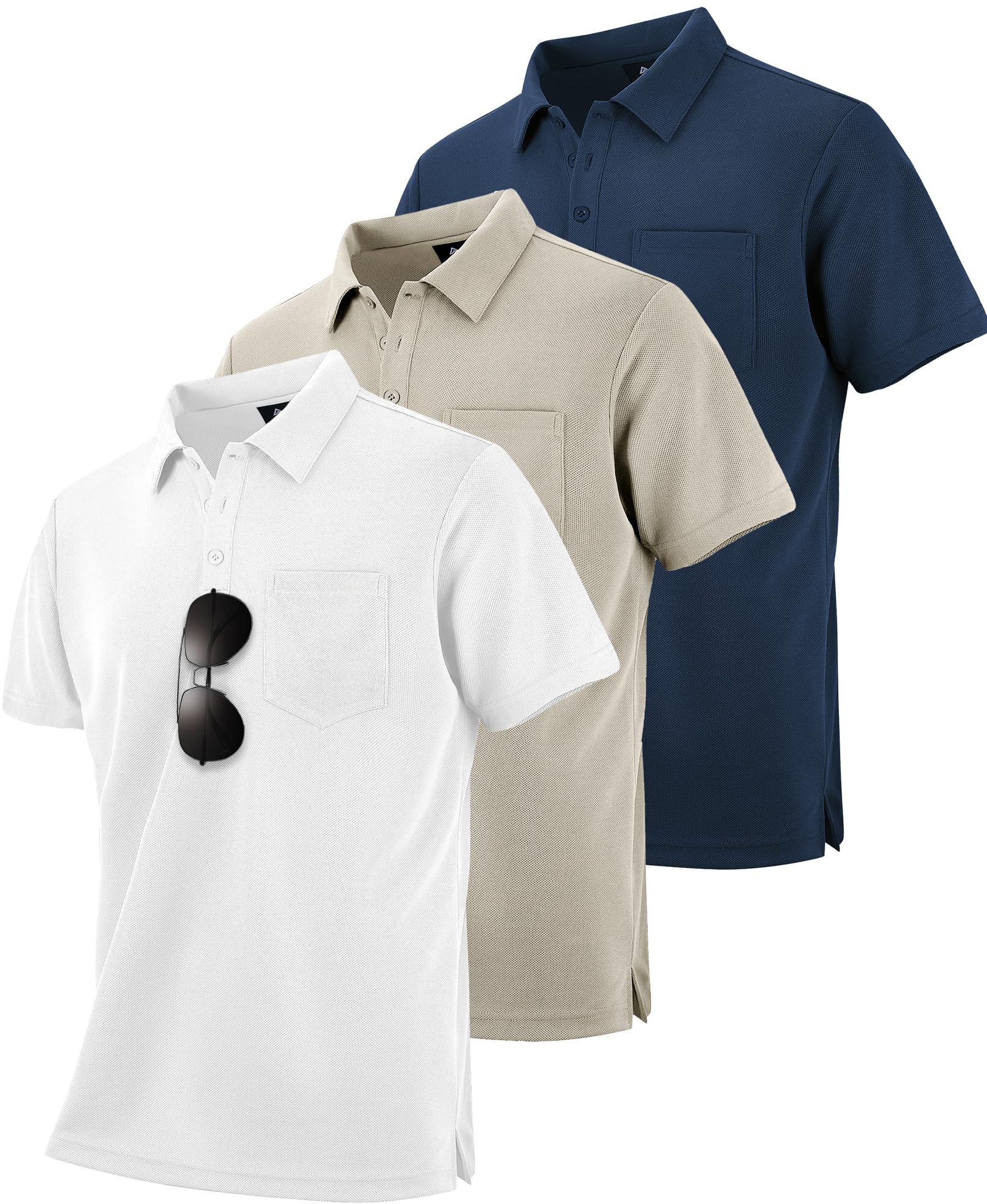 Men's Summer Casual Zipper Pocket Breathable Short Sleeves Polo Shirt main image 0
