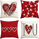 AVOIN colorlife I Love U XOXO Valentine Hearts Throw Pillow Covers, 18 x 18 Inch Love Wedding Cushion Case Decoration for Sofa Couch Set of 4