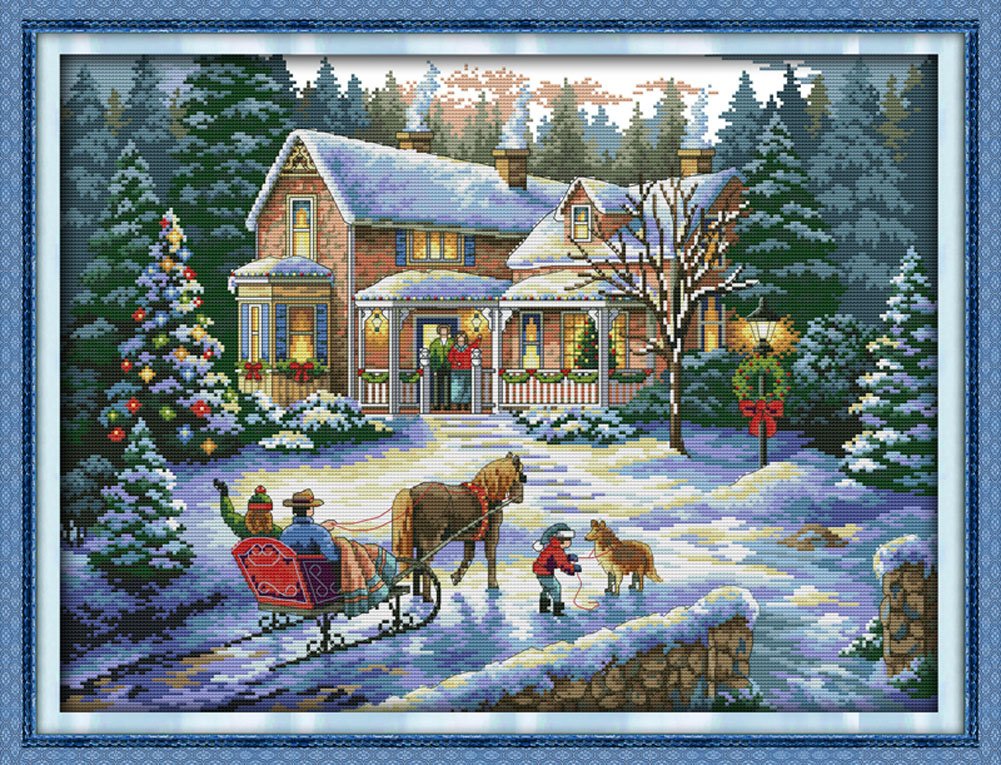 Benway Counted Cross Stitch Kit, Embroidery Kit, Tapestry, DIY Gift for Women, Wall Decoration, Return from Christmas 14 Count 54 * 43cm