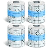 Nuanchu 4 Rolls Transparent Dressing Adhesive Bandage 2'' x 21. 87 Yard Clear Medical Tape Waterproof Tattoo Tape Cover up for Skin Swimming(2 Inch x 5.47 Yard)