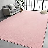 Large Area Rugs for Living Room Bedroom, 4x6 Feet Pink Rug, Minimalist Modern Shag Rug, Soft Thick Comfy Memory Foam Indoor Carpet, Non-Slip Washable Rug for Boys Girls Dorm Nursery Room Home Decor