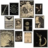 KINYEYE 12PCS Gothic Decor | Dark Academia Wall Art Posters, Moody Grunge Room Decor for Home | Unframed