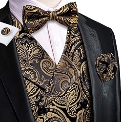 Hi-Tie Mens Suit Vest Bowtie Set Ties for Men V
