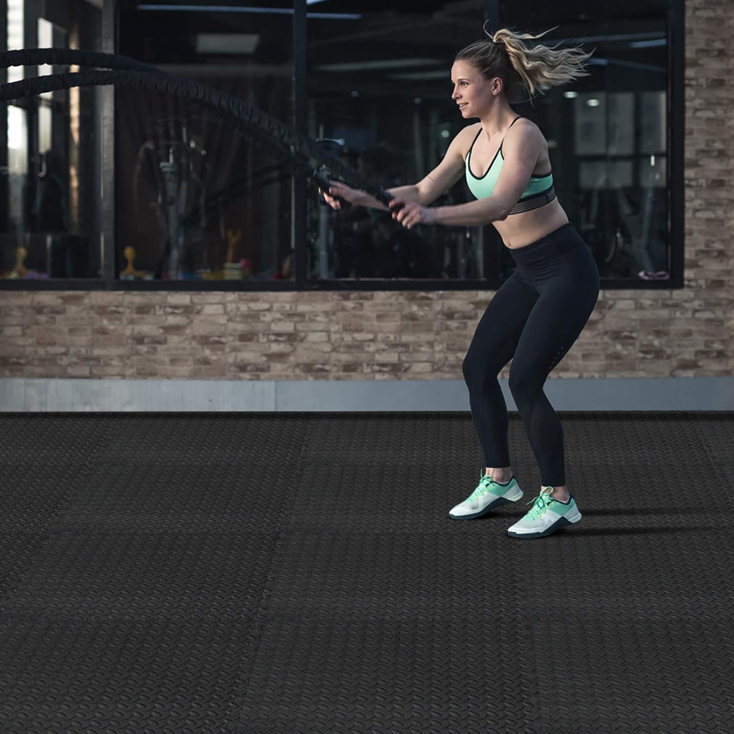 innhom Gym Flooring Gym Mats Exercise Mat for Floor Workout Mat Foam Floor Tiles for Home Gym Equipment Garage, 12 Pieces Black: Sports & Outdoors