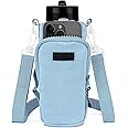 Linkidea Water Bottle Carrier with Strap Compatible with YETI Rambler Bottle 18oz/26oz, Owala FreeSip 24oz/32oz, Hydroflask, Waterbottle Sling Bag Holder, Shoulder Strap with Phone Pocket