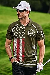 Mainfini Man Distressed 1776 Polo T-Shirt Green USA