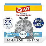 Glad ForceFlex MaxStrength Kitchen Trash Bags, 20
