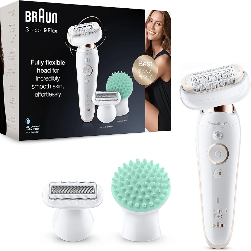 Braun Silk-épil 9 Flex 9-020 Epilator with Flexible Head, 40 Tweezers