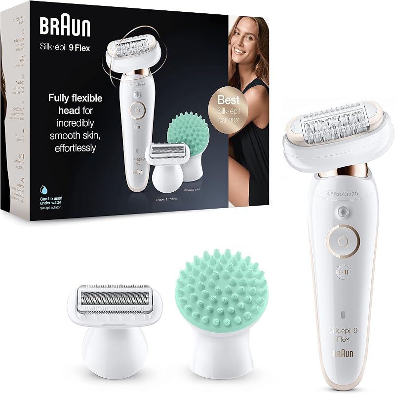 Braun Silk-épil 9 Flex 9-020 Epilator with Flexible Head, 40 Tweezers