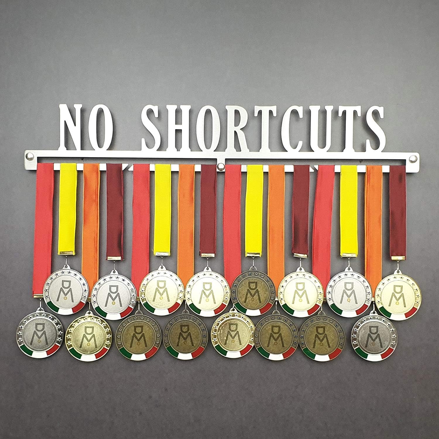 NO SHORTCUTS - Medal Hangers for Sports Medals - Medal Show Wall Mounted - Medal Display Rack - Trophy Holder - Stainless Steel - 100% Made in Italy