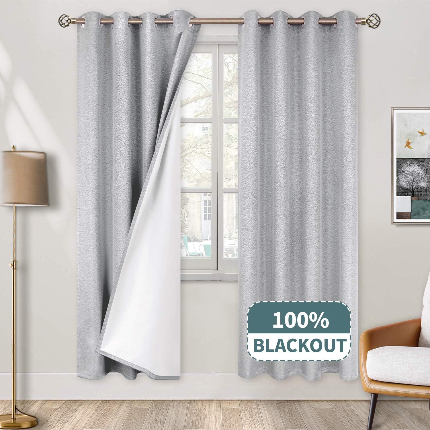 Amazon.com: BGment 100% Blackout Curtains for Bedroom, Grommet Jacquard