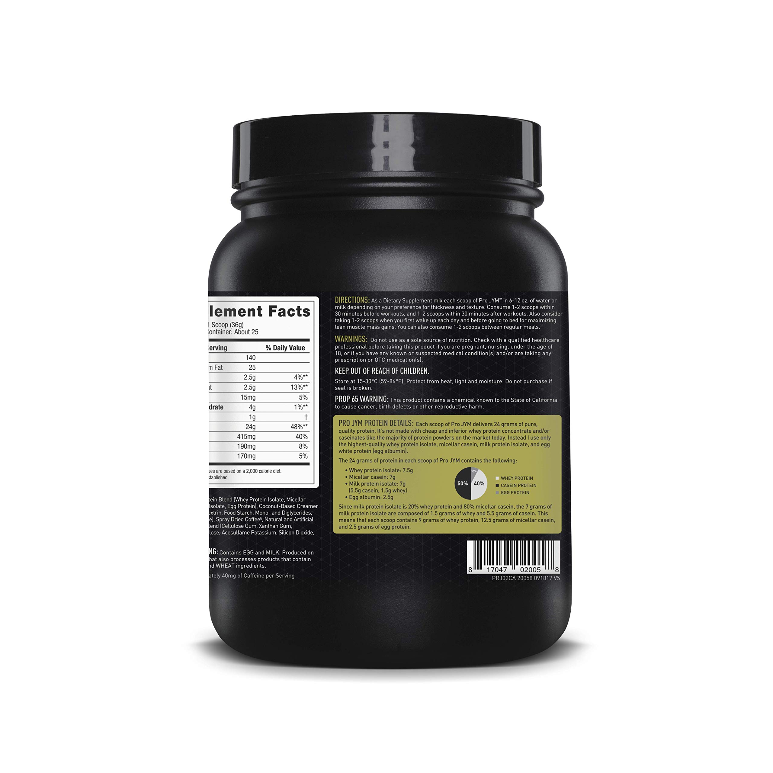 Pro JYM Protein Powder Egg White, Milk, Whey Protein Isolates