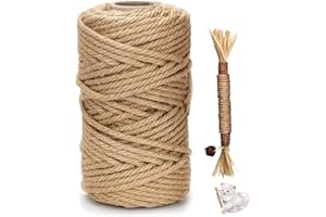 Win Change Natural Sisal Rope for Cat Scratcher - 100ft x 1/4" Durable Hemp Rope & Twine Cat Toy with Catnip, Includes Free Silvervine Sticks, Eco-Friendly for Cats & Kittens
