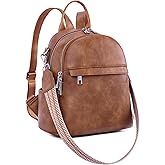 Lexiyat Small Backpack Purse for Women Leather Mini Convertible Designer Backpack Travel Shoulder Fashion Bag Brown