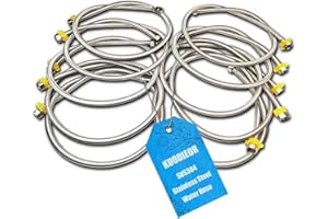 KUODIEOR Flexible Faucet Supply Line Connector, 71-Inch x 1/2" x 1/2" FIP, Premium Braided Stainless Steel Water Supply Hose Line with Anti-Leaking Brass Nut, Perfet for Kitchen Bathroom Sink Faucet (10-Pack)