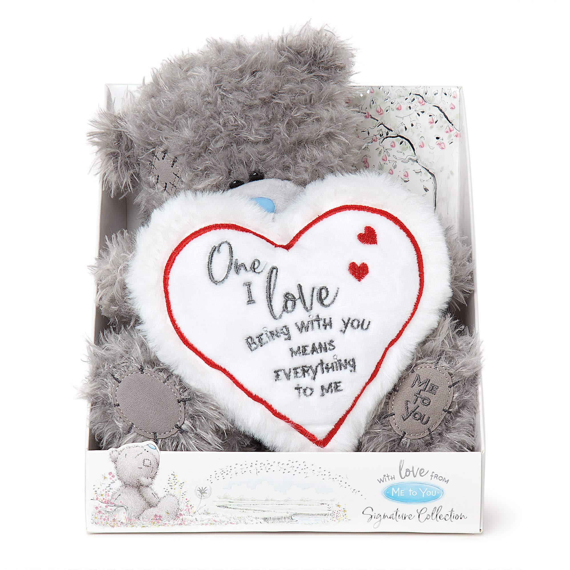 Me to You Tatty Teddy with 'One I Love' Heart - Official Collection,Blue,grey,red,silver,white