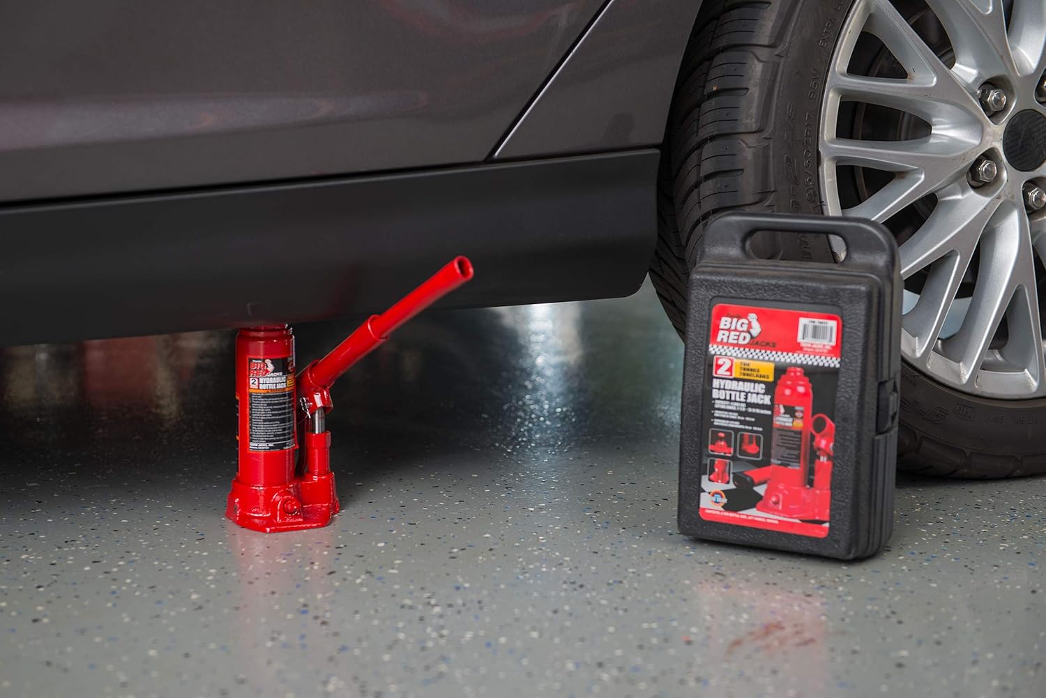 BIG RED T90213 Torin Hydraulic Welded Bottle Jack with Blow Mold Carrying Storage Case, 2 Ton (4,000 lb) Capacity, Red: Automotive