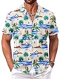 COOFANDY Mens Hawaiian Shirt Short Sleeve Button