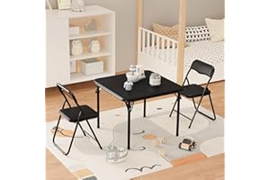 Garvee 3-Piece Folding Card Table & Chairs Set, Portable Dining/Game Table with PU Cushions, Space-Saving, No Assembly Needed
