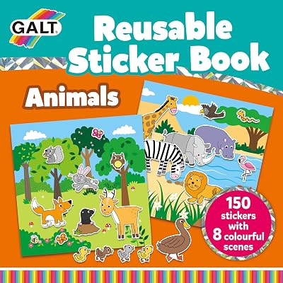 Galt Toys Reusable Sticker Book Animals Ages 3+ with 150+ Stickers