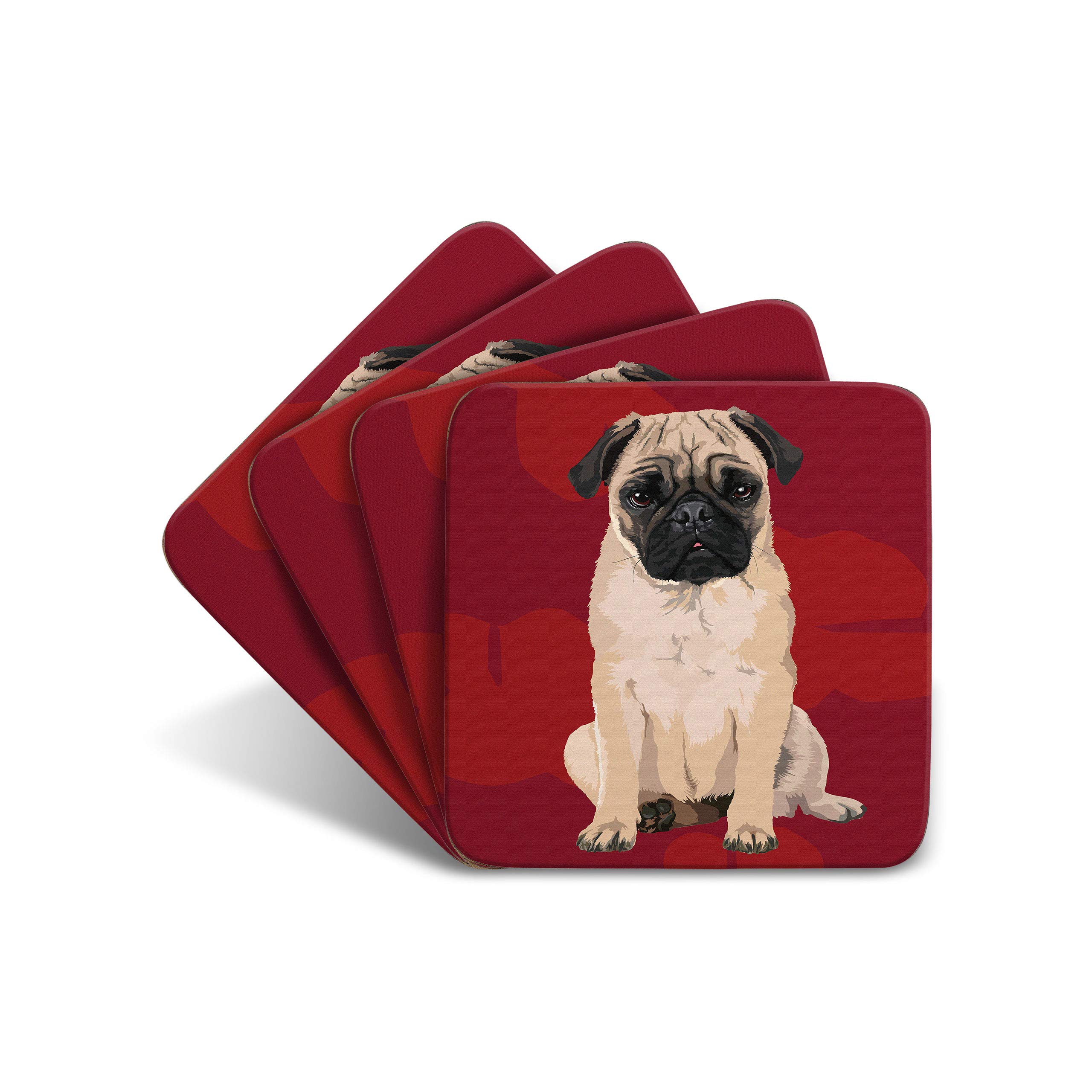 Pug - Set of 4 Coasters - Leslie Gerry Animal Gifts