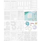 ALODNY 16 Pcs Journal Stencils Set - Time Saving Bullet Journaling Supplies/Accessories Kit -Ultimate Productivity Planner Stencil for Bullet Journal Stencils A5 Dotted Journals