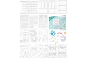 ALODNY 16 Pcs Journal Stencils Set - Time Saving Bullet Journaling Supplies/Accessories Kit -Ultimate Productivity Planner Stencil for Bullet Journal Stencils A5 Dotted Journals
