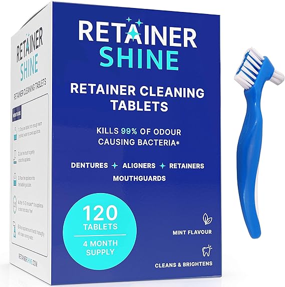 Retainer Cleaning Tablets 120 Tablets & 2in1 Cleaning Brush 4