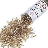 Miyuki Delica Seed Beads – Size 11/0 (1.6 mm), DB2396, Fancy Lined Champagne, 7.2 g, Approx. 1440 Beads, Made in Japan