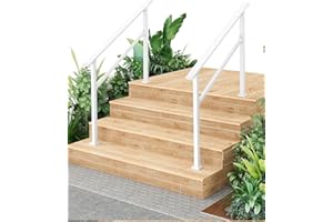 Garvee Heavy Duty Outdoor Stair Handrails 2 Pack, Fit 1-4 Steps Aluminum & Wrought Iron Stair Railing, Safety Grab Bar for Po