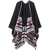 Women's Vintage Pattern Open Front Poncho Cape Shawl Winter Shawl Wraps
