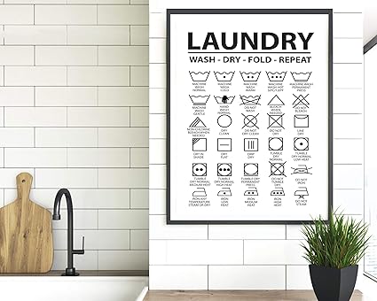 Seleprint Laundry Symbols Wall Art Laundry Symbols Print Laundry