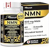 NMN Ultra High Purity 600 mg per Capsule, 2 Month Supply - NAD+ Booster Industry Highest, 99% NMN Nicotinamide Mononucleotide