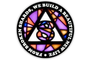 Stained Glass 8 Year AA Chip Sobriety Coin Medallion, Fragments to Freedom Alcoholics Anonymous Addiction Recovery Anniversary Token, Inspirational Sober Gifts for Men and Women by the Token Shop