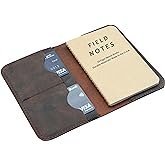 Leather Journal Cover for Field Notes Moleskine pocket Cahier Handmade for 3.5" x 5.5" Notebooks/passport holder (Crunch Brown)