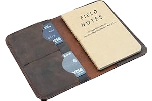 Leather Journal Cover for Field Notes Moleskine pocket Cahier Handmade for 3.5" x 5.5" Notebooks/passport holder (Crunch Brow
