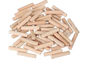 MECCANIXITY Wooden Dowel Pins 3/8" x 2" (10mm x 50mm) Straight Dowel Rods Wood Fluted Dowels Rods for Crafts Furniture DIY Ha