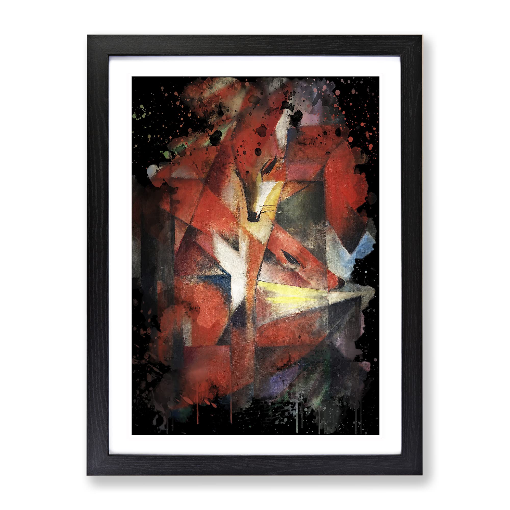 Franz Marc The Foxes 2 Modern Cb Framed Wall Art Print, Ready to Hang Picture for Living Room Bedroom Home Office Décor, Black A4 (34 x 25 cm)