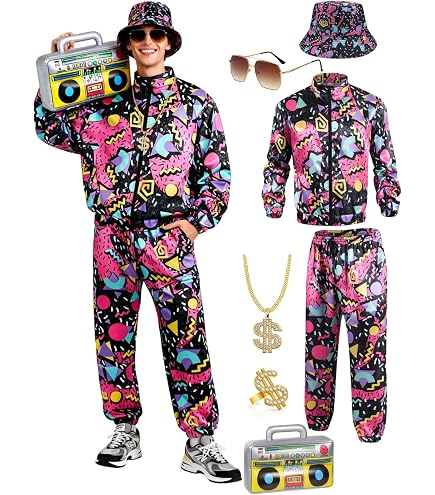 Amazon.com: Haoibdeo 80s Hip-Hop Dance Costume for Adults, Men and