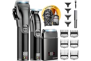 NOVAH GROOMING Novah Professional Barber Clippers and Trimmer Set - Foil Shaver Professional Hair Clippers for Men, Mens Cordless Hair Clipper for Barbers Haircut Kit, Fade
