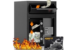 KAER 2.0 CUB Depository Drop Safe Fireproof, Front Drop Slot Lock Box with Digital Combination and Anti-Fishing, Silent Deposit Safe Box, Security Money Safe for Cash Slips Expense Business Office Home