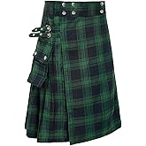 Usthirit Kilt for Men Traditional Highland Tartan Utility Kilt Scottish Mens Kilt