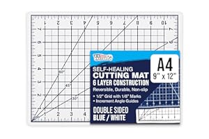 U.S. Art Supply 9" x 12" White/Blue Professional Self Healing 5-6 Layer Double Sided Durable Non-Slip Cutting Mat Great for Scrapbooking, Quilting, Sewing and all Arts & Crafts Projects