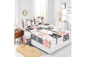 BailiPromise Kawaii Cat Sheet Set Full Girls Boys Cartoon Cat Fitted Sheet Cute Animal Kitty Flat Sheet Kids Kitten Top Sheet Cat Lover Bedding Set Room Decor