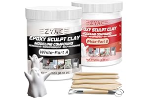 EZYACE Epoxy Clay, Magic Epoxy Sculpt Clay, 2 Part Modeling Compound (A & B) of Magic Sculpt Epoxys Clays for Sculpting, Modeling, Building and Repairing, White, 1 Pound